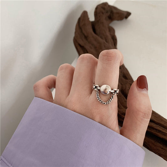 Heavy Industry Ring Female Ins Does Not Fade Fashion Personality Retro Cold Wind Niche Gemstone Open Index Finger Ring Tide