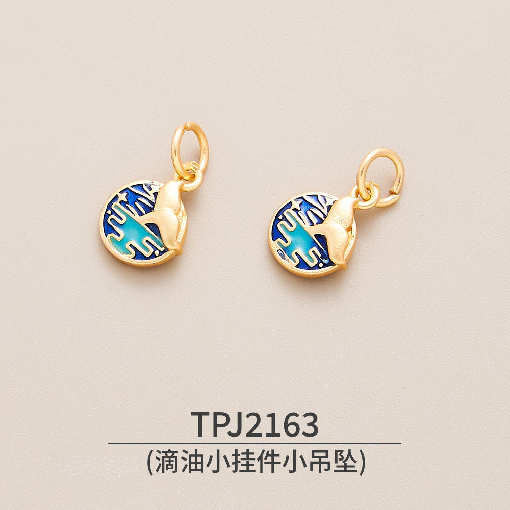 Copper, Ancient Gold, Color-preserving Dripping Oil, Small Pendant, Small Pendant, National Style Bracelet, Bracelet, Jewelry Accessories, Peace Talisman, Lucky Character