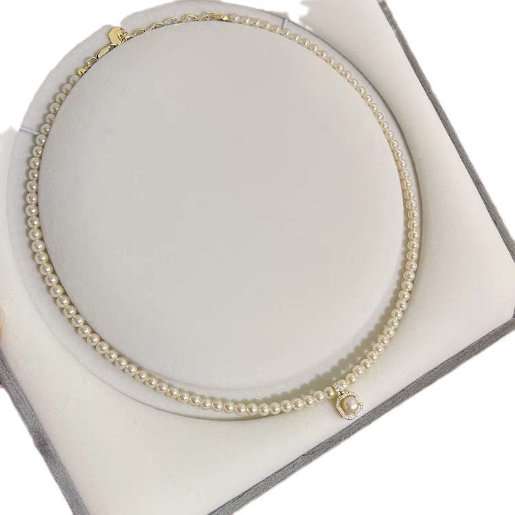 Pearl Necklace Female Summer Niche Design High-end Millet Bead Neck Chain Explosive Collarbone Chain