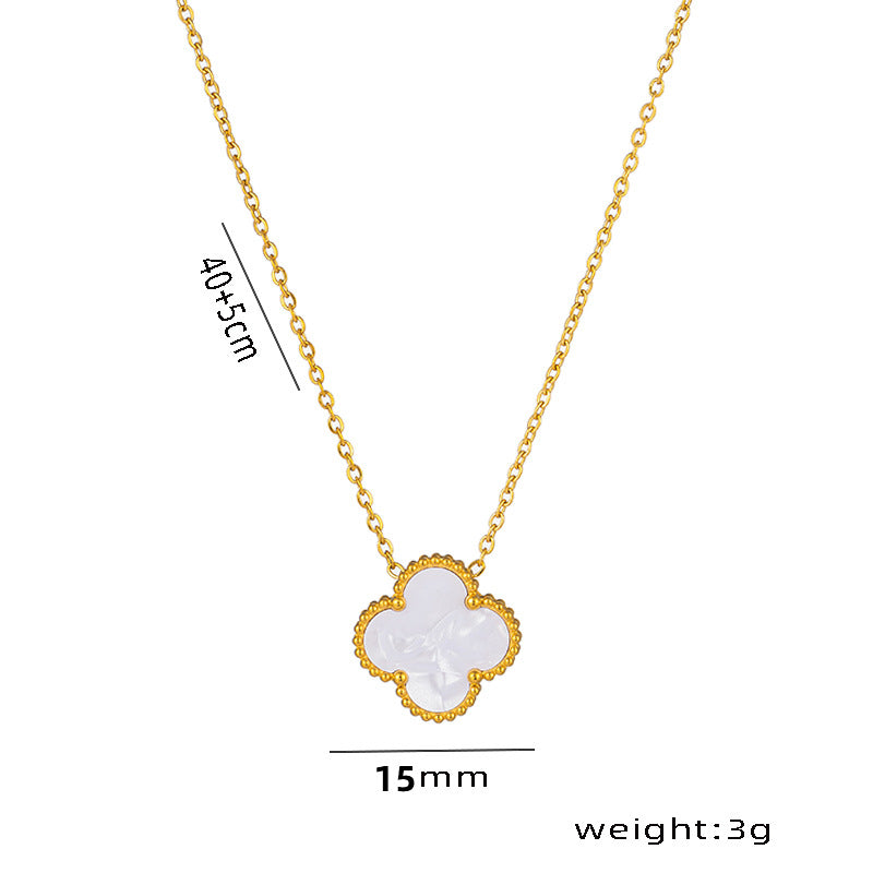 Non-fading High-quality Jewelry Double-sided Four-leaf Clover Necklace Women's Live Broadcast Hot-selling Titanium Steel Collarbone Chain Wholesale