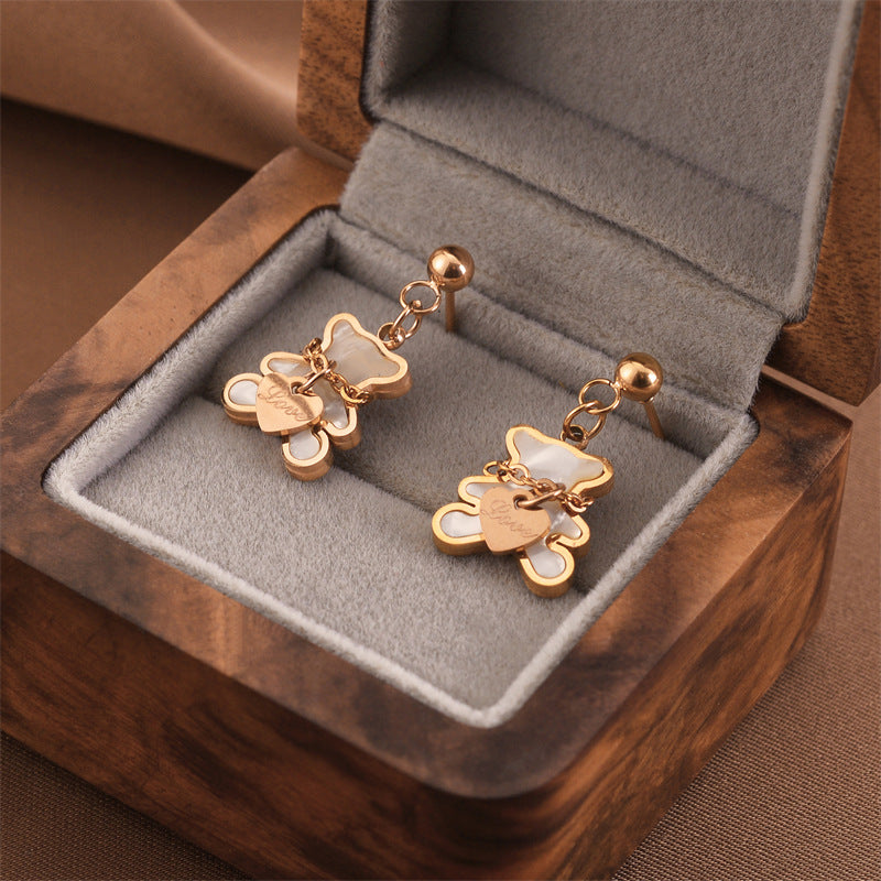 Fashion Titanium Steel Does Not Fade Short Ear Buckle Simple Geometric Rose Gold Earrings Stud Earrings