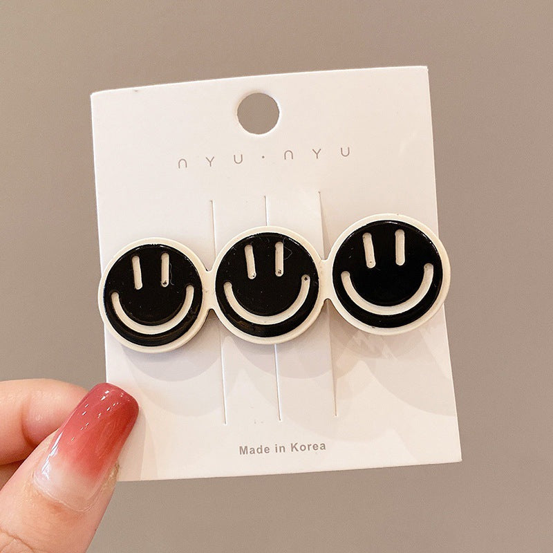 Black and White Checkerboard Hairpin Seamless Hairpin Broken Hair Bangs Side Clip Female Korean Duck Bill Clip One-word Clip