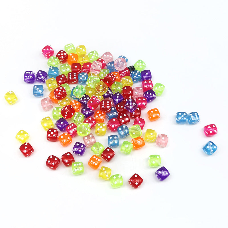 Accessories 8mm Acrylic Mahjong Dice Beaded Oblique Hole Dice Loose Beads DIY Material Bracelet Necklace Bracelet