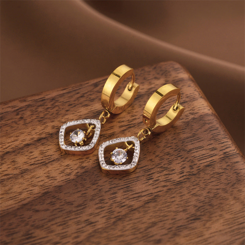Fashion Titanium Steel Does Not Fade Short Ear Buckle Simple Geometric Rose Gold Earrings Stud Earrings