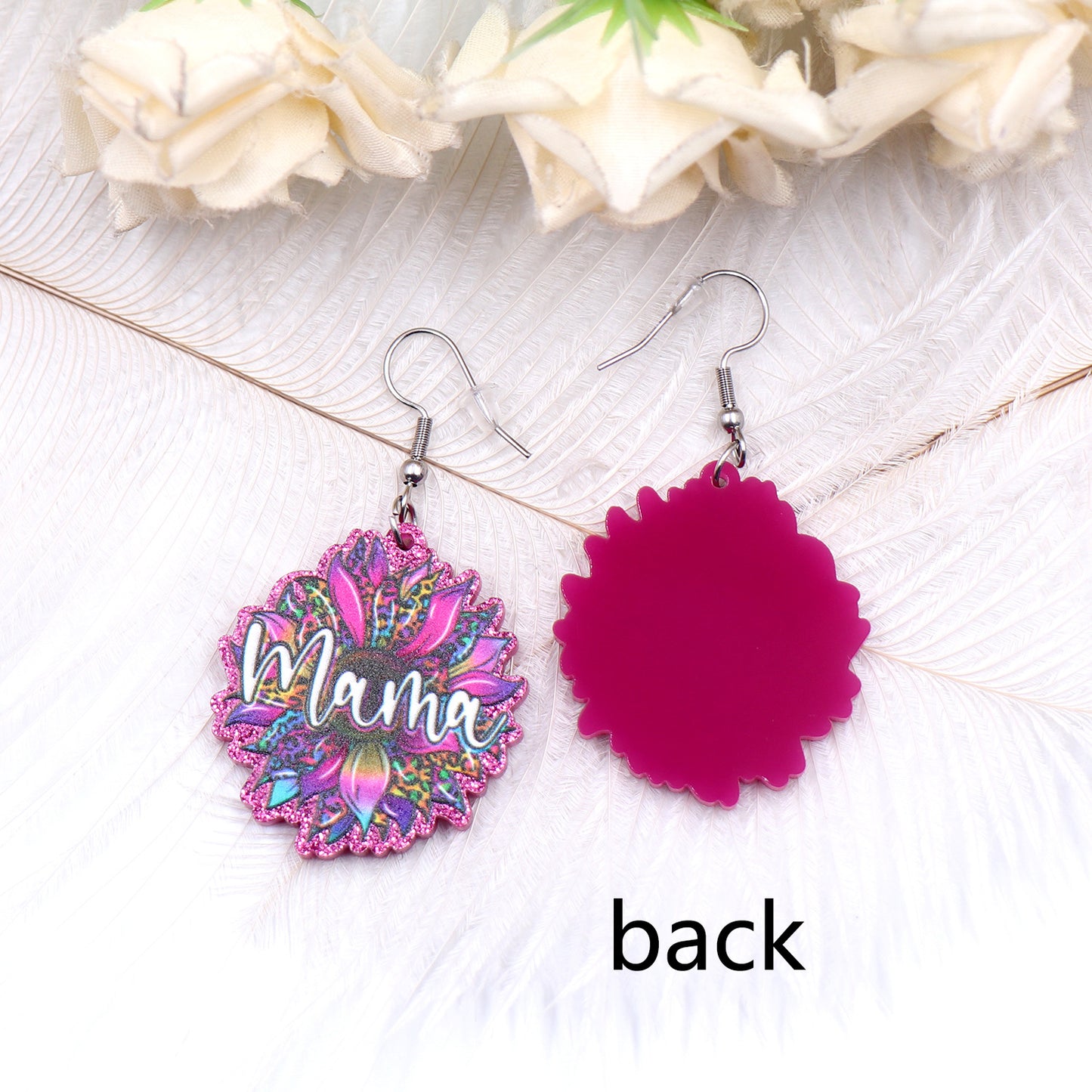 Fashion Mother's Day Gift Acrylic Jewelry Women Colorful Flowers Mom Mom Earrings