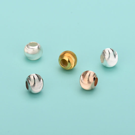 S925 Sterling Silver Cat Eye Beads Loose Beads Brushed Beads, Braided Rope Beaded DIY Bracelet Bracelet Material Jewelry Accessories