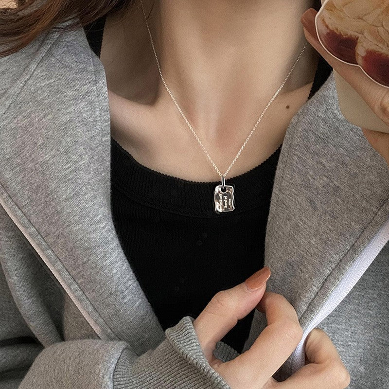 925 Silver Love Necklace Women's Summer High Sense Design Sense Niche Light Luxury Collarbone Chain Neck Chain