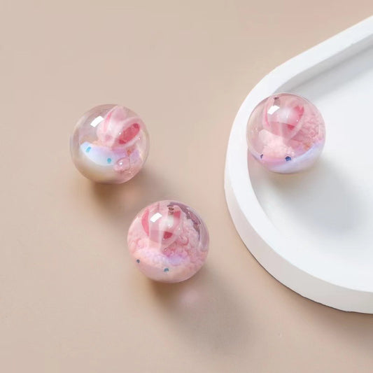 Glazed Colored Round Beads Beaded Transparent High-end Star Resin Single-hole Beaded Bracelet DIY Handmade Loose Beads