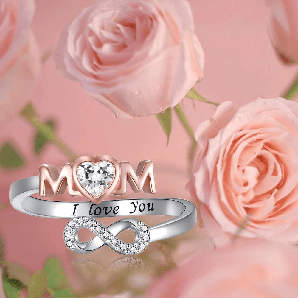 Popular Two-color Mom Ring Creative Adjustable Opening Ring