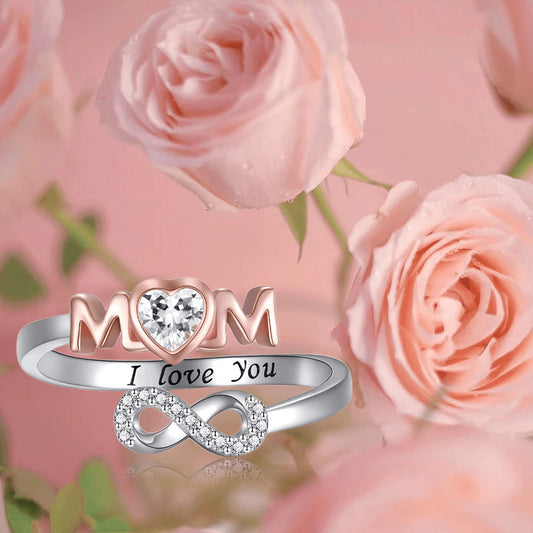 Popular Two-color Mom Ring Creative Adjustable Opening Ring