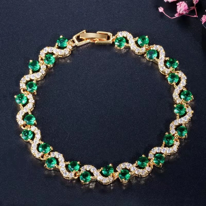 Color Jewelry Zircon Colorful European and American Bracelet Women's Bracelet
