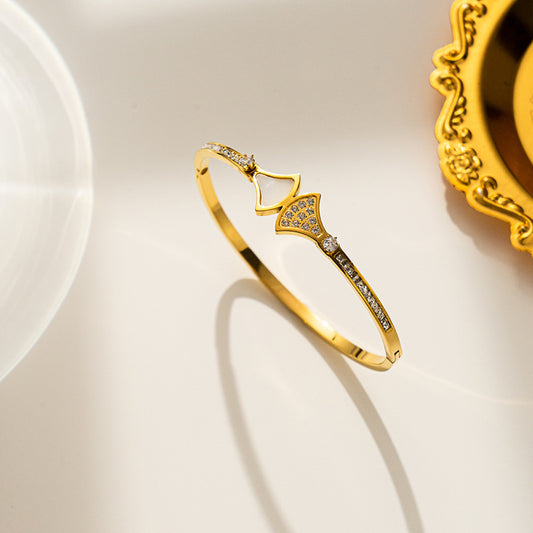 Popular Shell Bracelet Titanium Steel European and American Shiny Diamond Stainless Steel Internet Celebrity Bracelet Light Luxury Jewelry Wholesale - NiceOceanJewelry