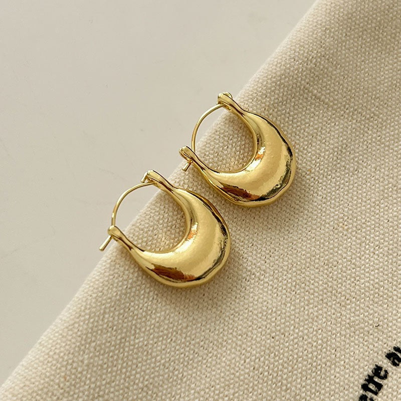 Retro Hong Kong Style Temperament Stud Earrings Female Explosion Internet Celebrity Niche High Sense Gold Earrings