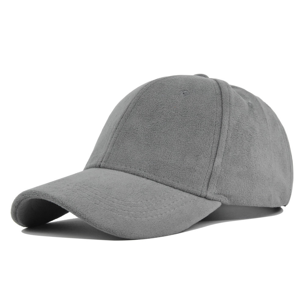 Imitation Suede Solid Color Hard Top Baseball Hat Simple Lamb Wool Cap Outdoor Sports Cap Curved Brim Shade