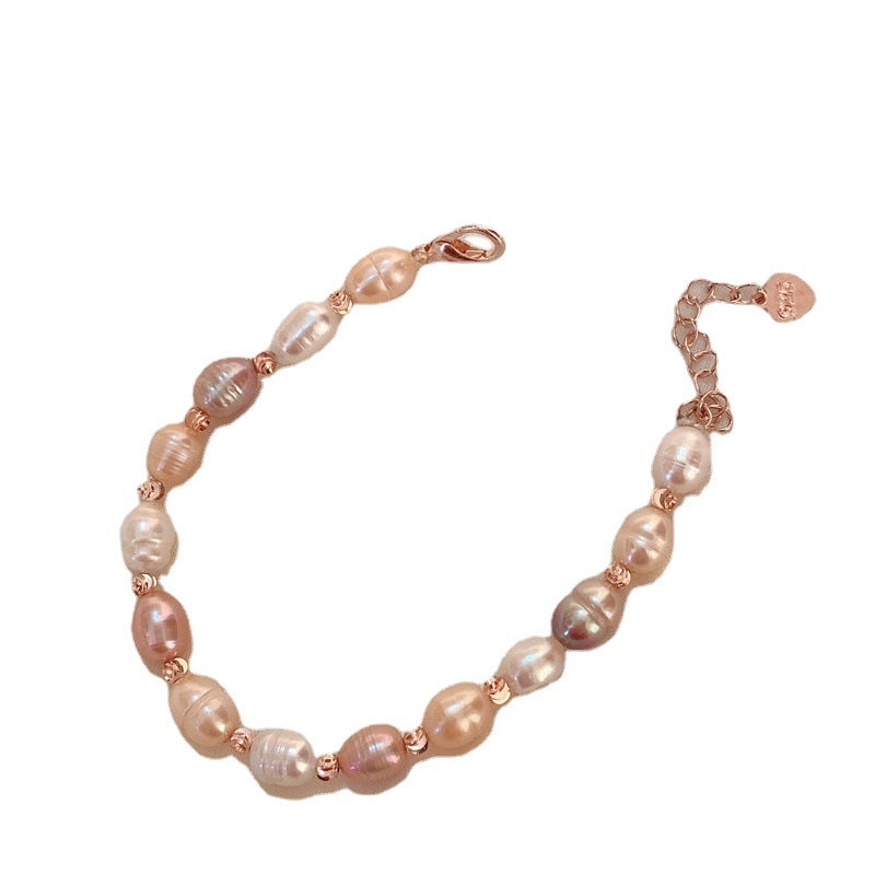 Baroque Natural Freshwater Pearl Bracelet Women, New Retro French Gentle Ins Style Niche Design Jewelry