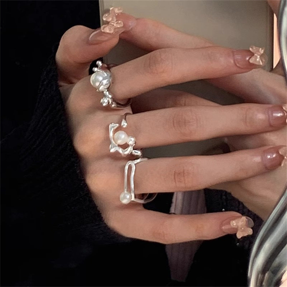 Pearl Ring Women's Irregular Niche High Sense Retro Index Finger Ring Fashion Light Luxury Versatile Ring