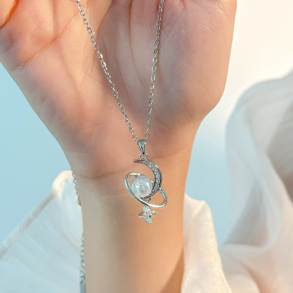 Summer Silver Titanium Steel Non-fading Necklace Women's Fashion Light Luxury Pendant Girls Necklace