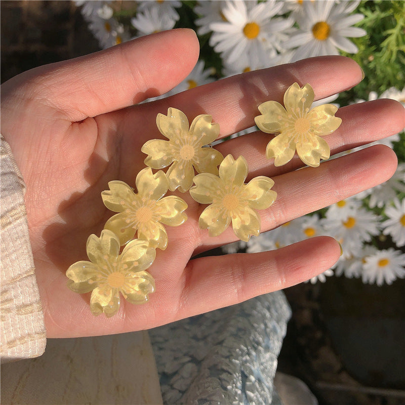 Pink Sweet Cherry Blossom Hairpin Side Girl Bangs Broken Hairpin Girl Flower Hair Band Back Head Female Hair Accessories