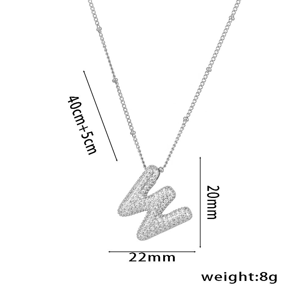New European and American Micro-inlaid Zircon 26-letter Pendant Necklace Copper-plated 18K Gold Fashion Versatile Classic Jewelry