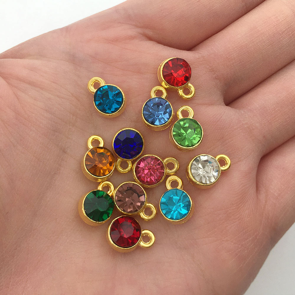 Alloy Diamond Twelve Birthday Stone Small Pendant Star Stone Lucky Stone Birthday Stone DIY Pendant 7mm Jewelry Accessories