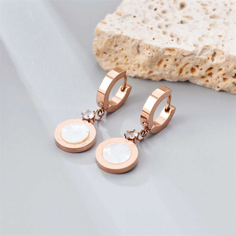 Fashion Titanium Steel Does Not Fade Short Ear Buckle Simple Geometric Rose Gold Earrings Stud Earrings