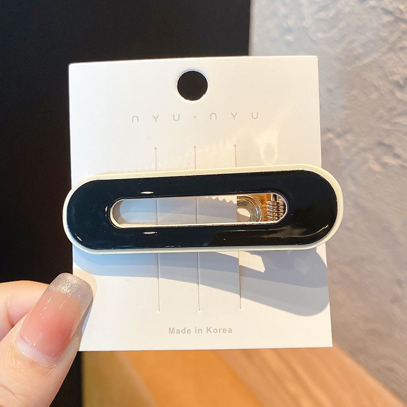 Black and White Checkerboard Hairpin Seamless Hairpin Broken Hair Bangs Side Clip Female Korean Duck Bill Clip One-word Clip