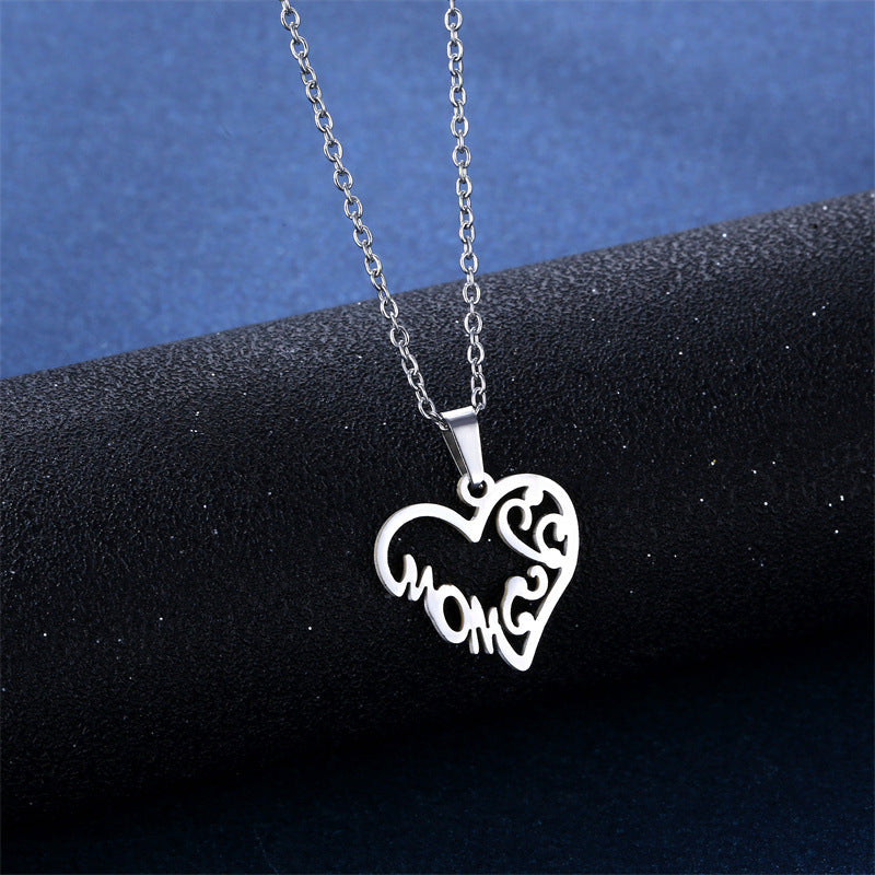 Love-shaped MOM Letter Pendant Necklace Set Mother's Day Gift.