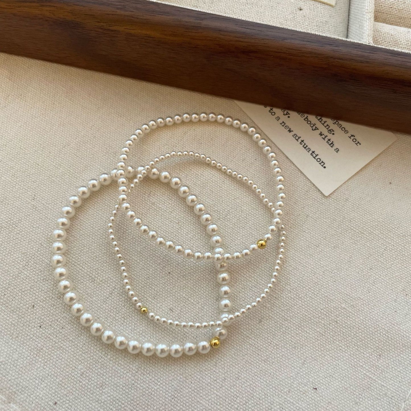 S925 Sterling Silver Simple Bead Pearl Elastic Bracelet Female Niche Versatile High-end Blogger Same Style