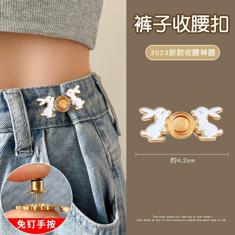 Jeans Waistband Reduced Waist Buckle Brooch Women's Skirt Tightened Waist Artifact Pin Fixed Anti-light Buckle Button