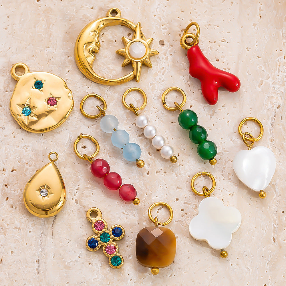 DIY Jewelry Accessories Do Not Fade, High-end Necklace Accessories Electroplated 18k Real Gold Stainless Steel Pendant Single Pendant