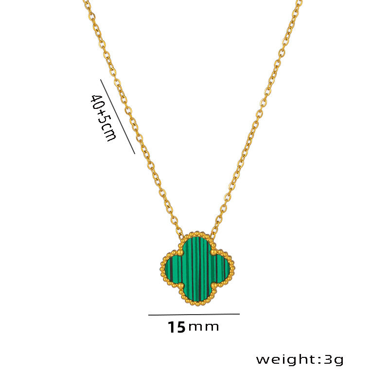 Non-fading High-quality Jewelry Double-sided Four-leaf Clover Necklace Women's Live Broadcast Hot-selling Titanium Steel Collarbone Chain Wholesale