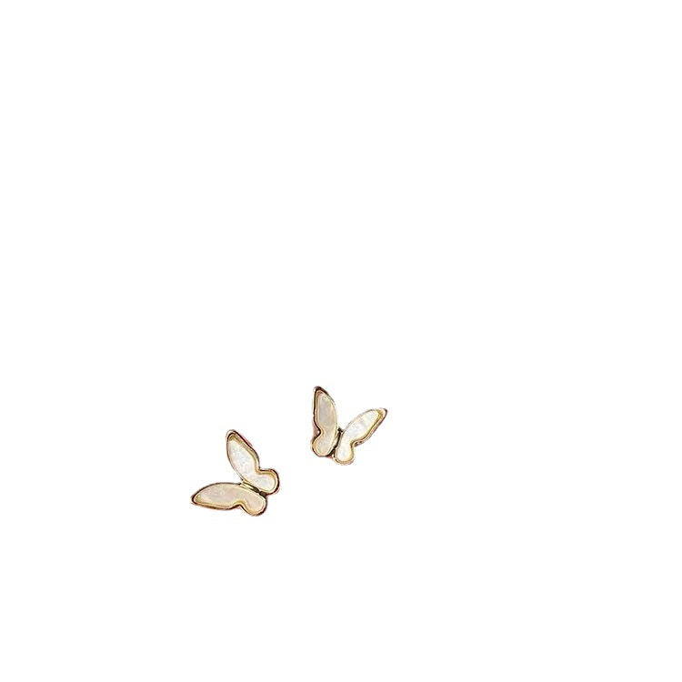 Gentle French Retro S925 Silver Stud Earrings Simple Temperament Butterfly Versatile Elegant Earrings Female Ring Internet Celebrity