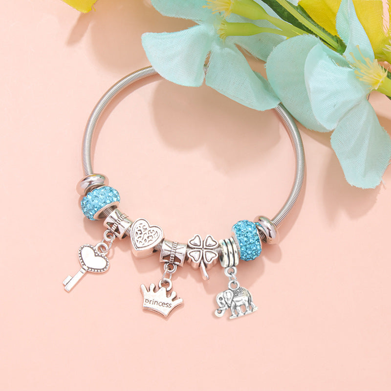 Explosive DIY Pink Love Pendant Bracelet Light Luxury Point Diamond Jewelry Temperament Versatile Bracelet Wholesale