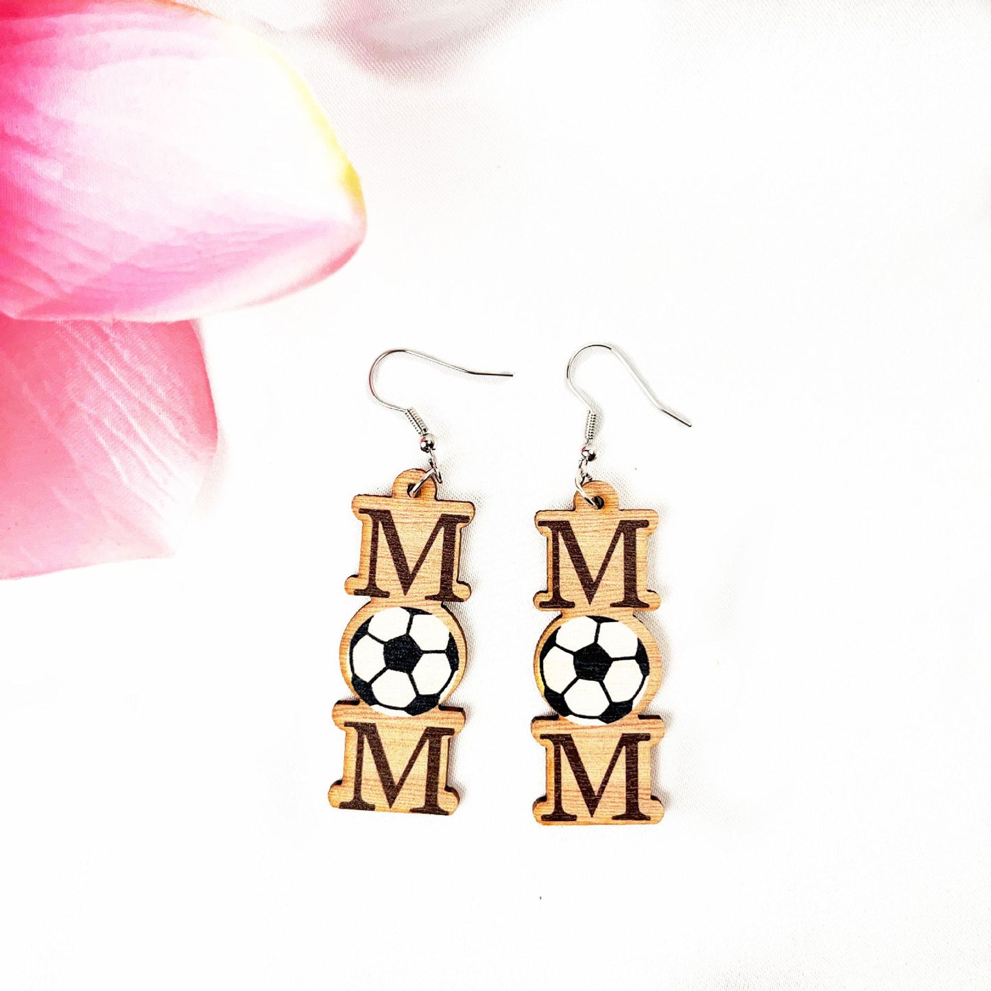 Simple Vintage Volleyball Basketball Mom Wooden Earrings Earrings Mother's Day Earrings