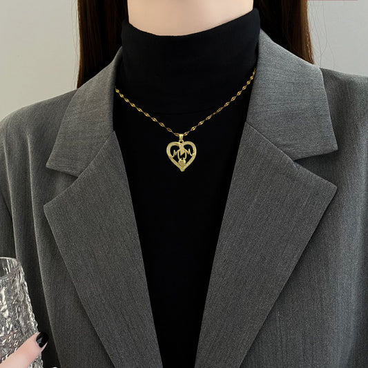 Titanium Steel Micro-inlaid MOM Streamer Love Necklace Men's and Women's Jewelry Fashion Personality Internet Celebrity Europe and The United States