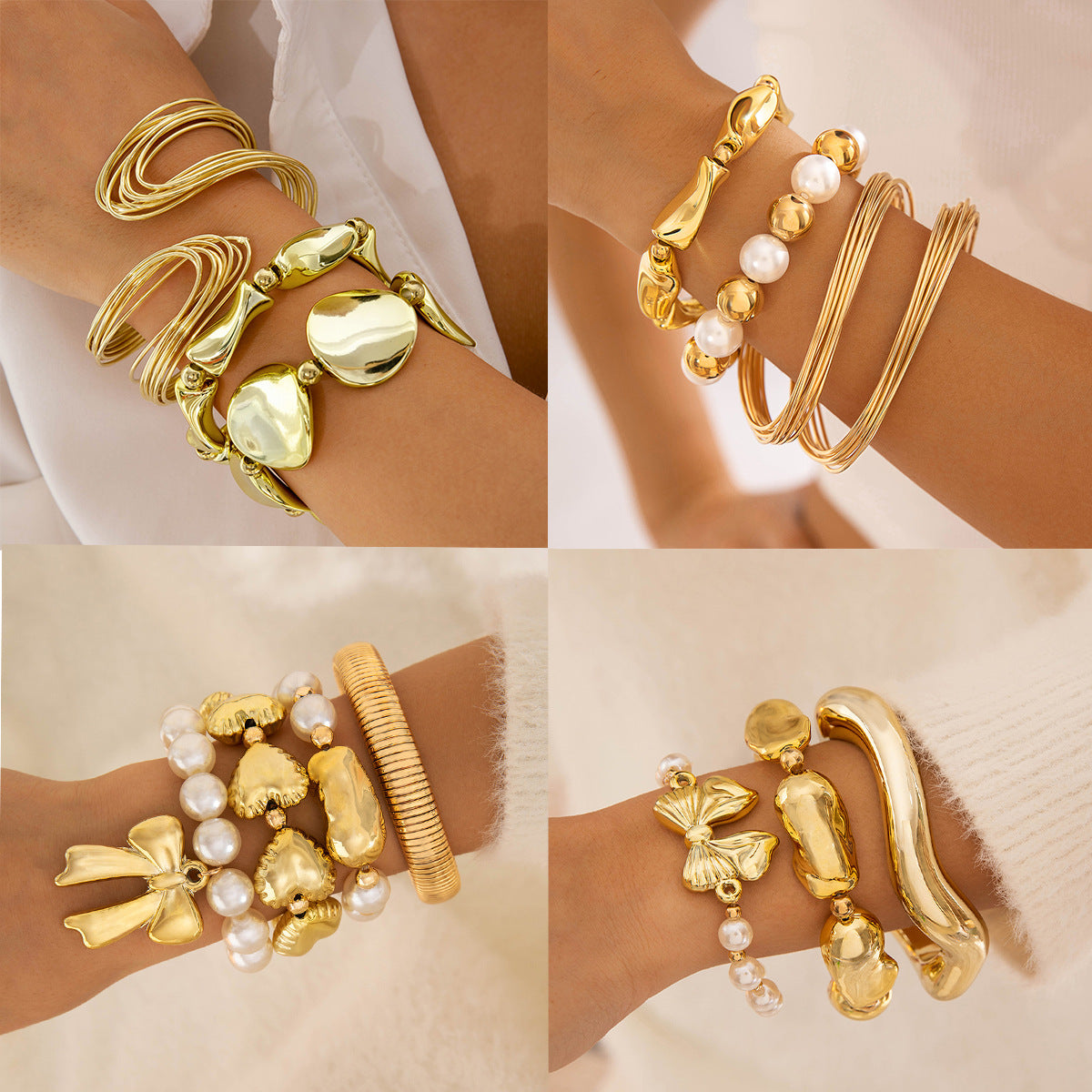 Multi-layer Line Winding Geometric Opening Bracelet Punk Style Bracelet