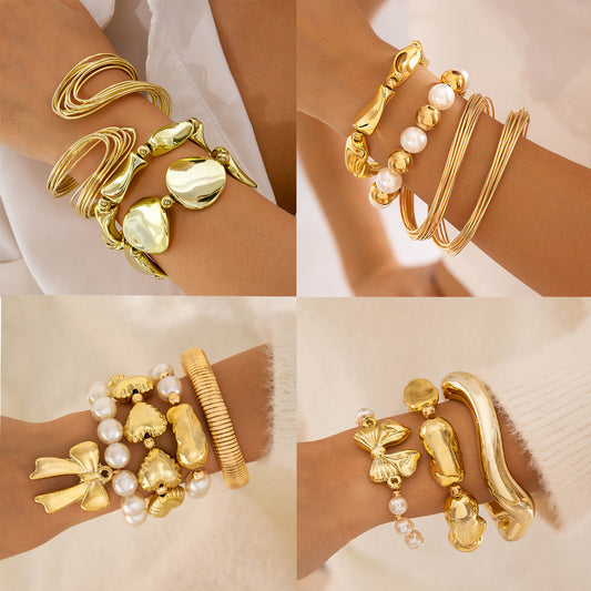 Multi-layer Line Winding Geometric Opening Bracelet Punk Style Bracelet