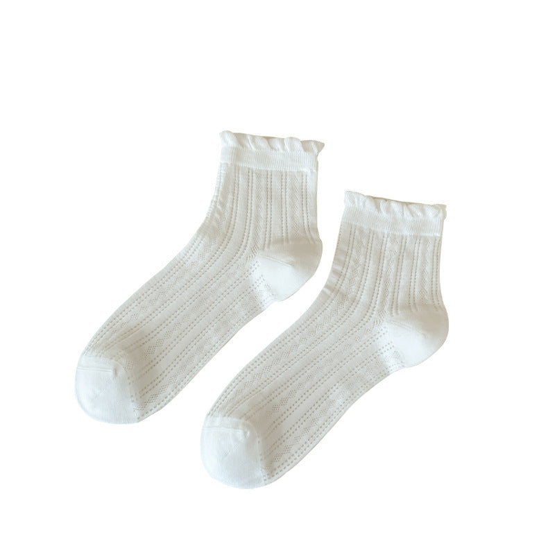 Lace Socks Children's Summer Thin Mesh Hollow Breathable Medium Tube Socks Simple Versatile Women's Socks