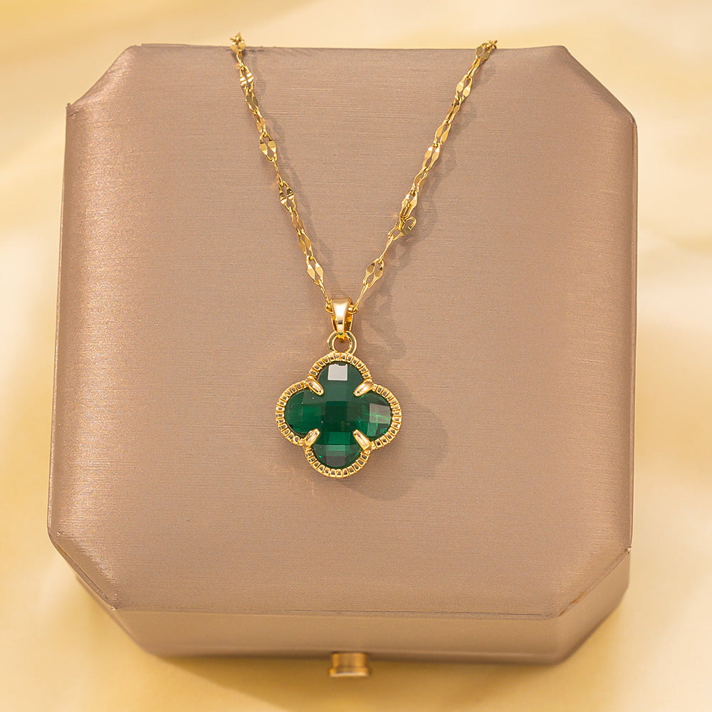 Copper Pendant Titanium Steel Necklace for Women Slightly Inlaid Zircon Pendant Girl Necklace