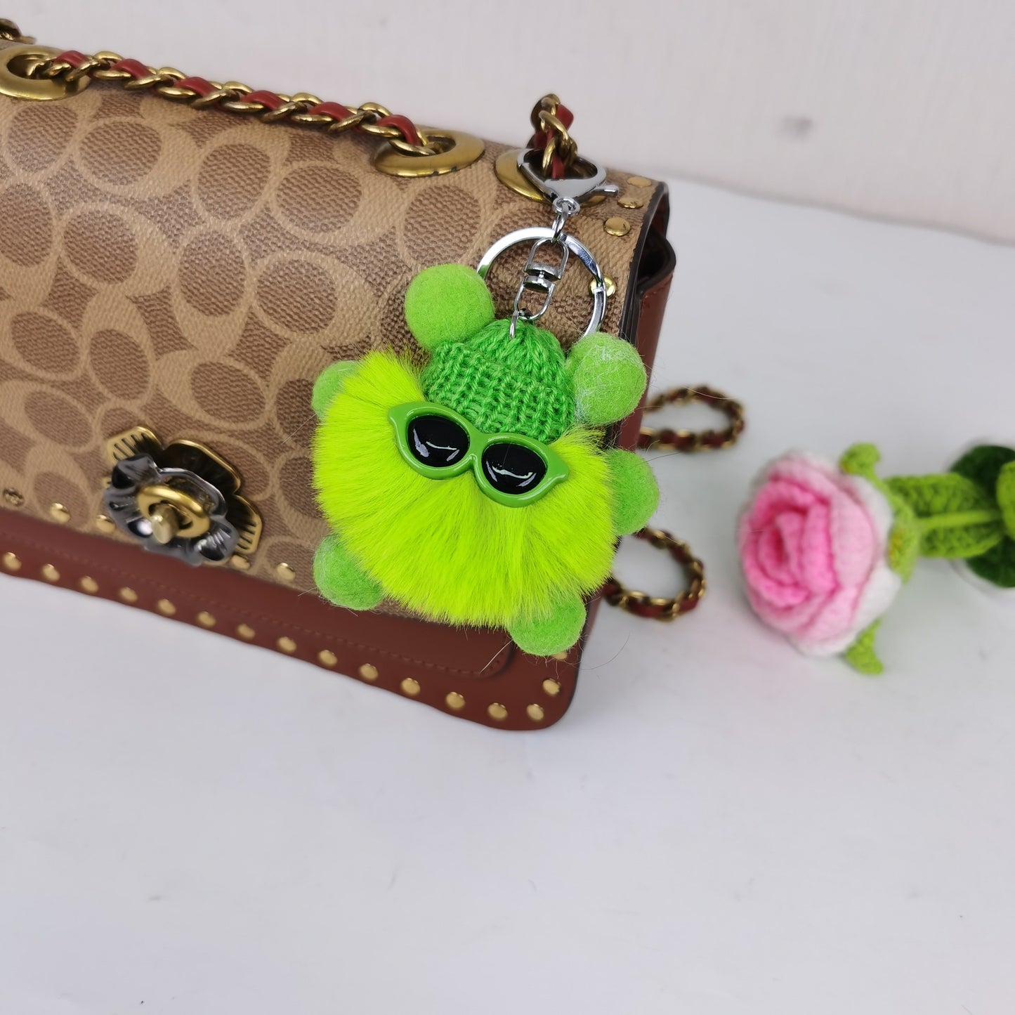 Glasses Coal Bulb Keychain Pendant Cartoon Doll Car Keychain Colored Plush Elf Bag Pendant
