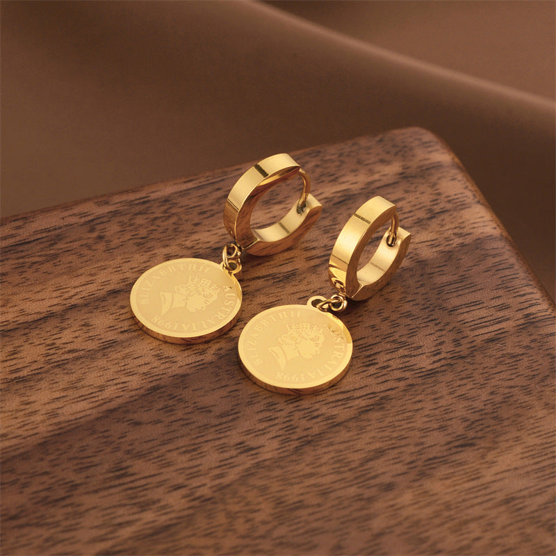 Fashion Titanium Steel Does Not Fade Short Ear Buckle Simple Geometric Rose Gold Earrings Stud Earrings