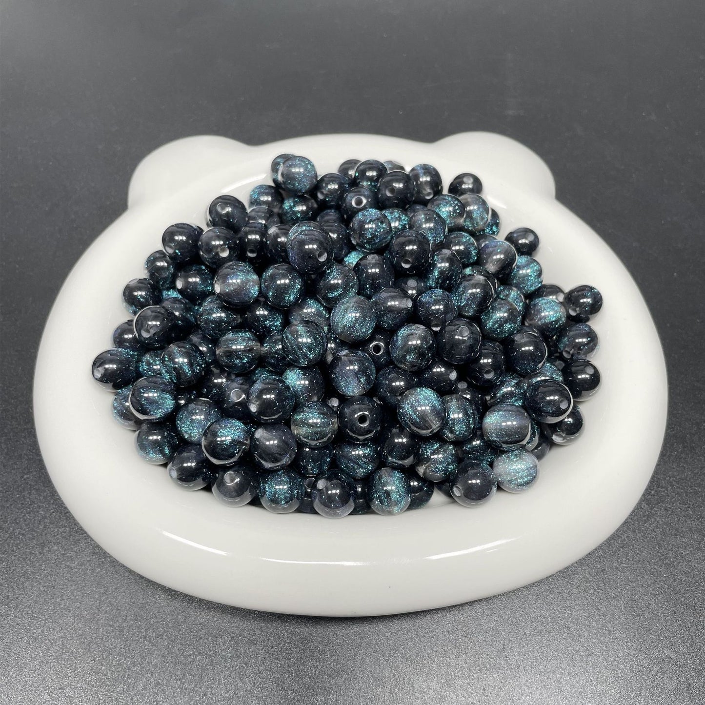 8/10/12 Mm Resin Fine Flash Starry Sky Mermaid Ji Round Beads Resin Imitation Cat Eye Beads DIY Bracelet Accessories