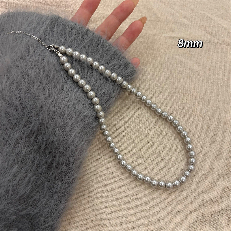 Aobai Magnetic Buckle Round Pearl Necklace Female Fashion Celebrity Neck Chain Temperament Design Advanced Sense Collarbone Chain