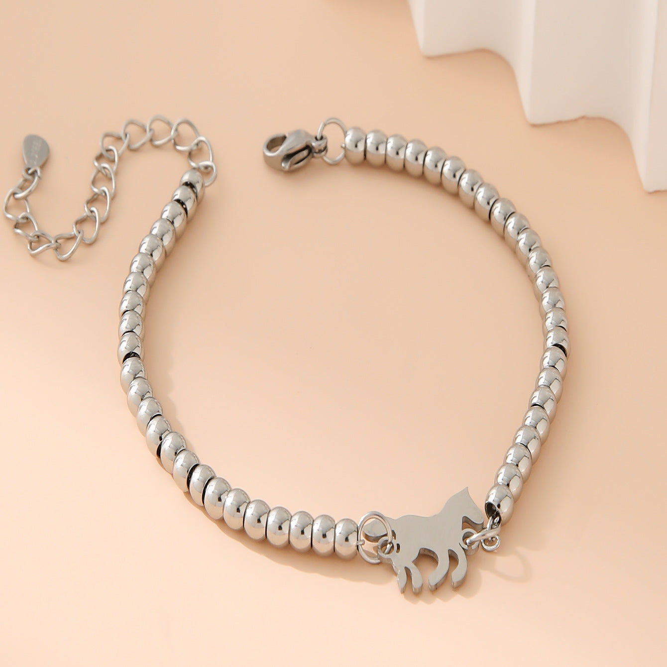 New Simple Stainless Steel Plated 18K Gold 4MM Bead Mother Bracelet Women's Mother's Day Gift Jewelry