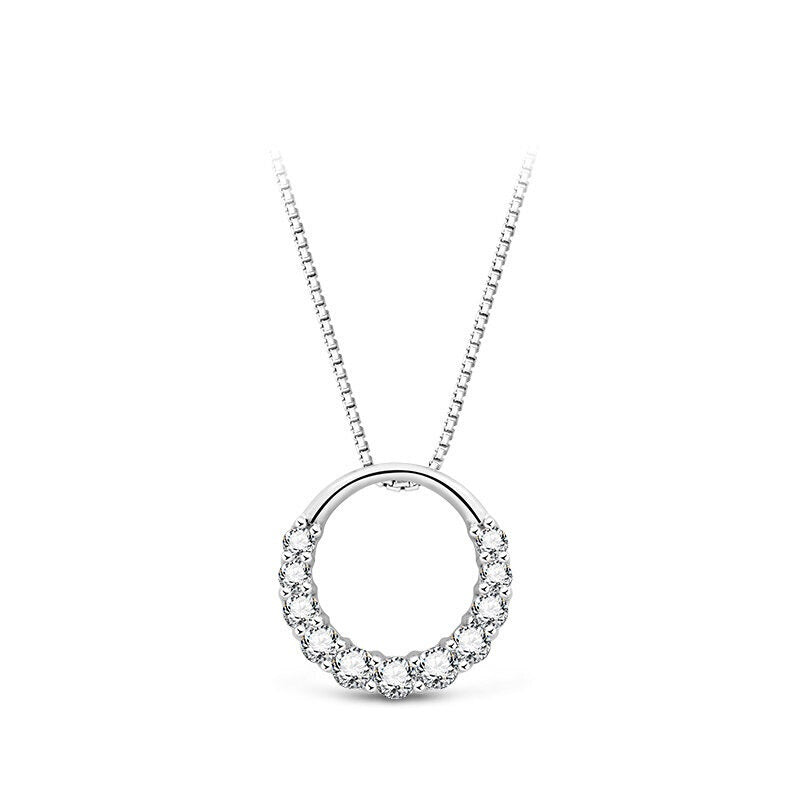 Korean Version Ins Wind Diamond Set Simple Halo Pendant Plated S925 Silver Tide Fashion Short Collarbone Chain Internet Celebrity Necklace Female