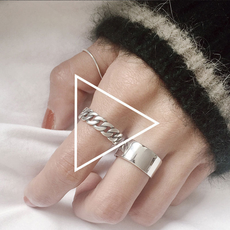 925 Sterling Silver Ring Retro Thai Silver Love English Letter Hollow Index Finger Ring Niche Design Cold Wind Light Luxury
