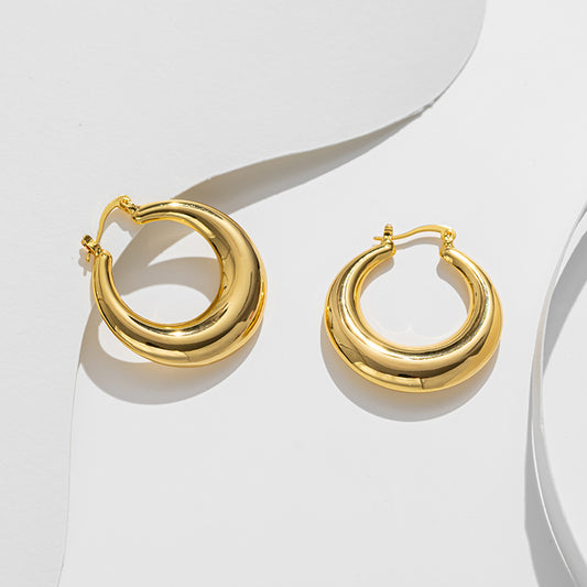 ins simple fashion retro U-shaped moon titanium steel earrings European and American Internet celebrities popular temperament earrings senior sense wholesale - NiceOceanJewelry