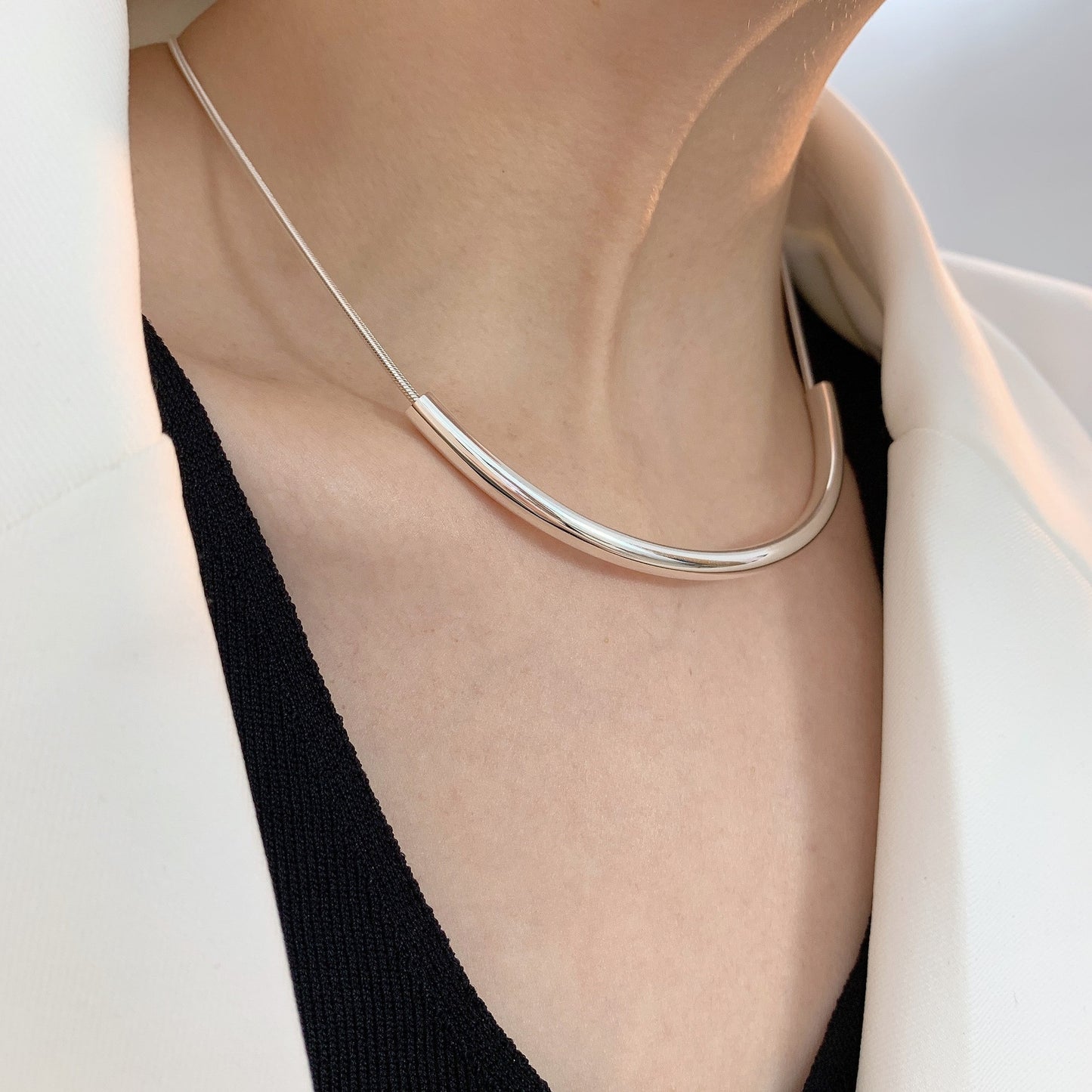 925 Silver Love Necklace Women's Summer High Sense Design Sense Niche Light Luxury Collarbone Chain Neck Chain