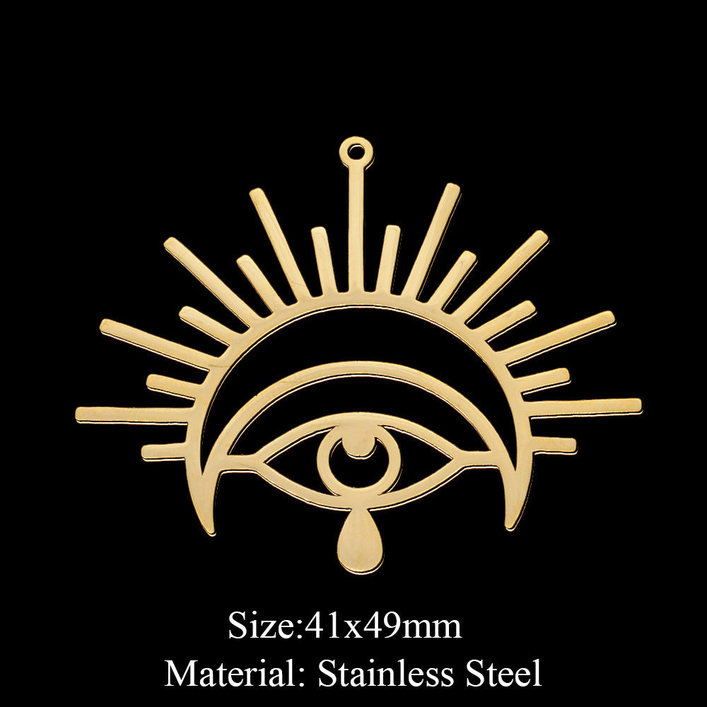 5 Pcs/bag Eye Fairy Face Pendant Geometric DIY Stainless Steel Jewelry Accessories Necklace Pendant