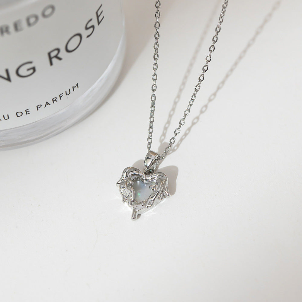 Summer Silver Titanium Steel Non-fading Necklace Women's Fashion Light Luxury Pendant Girls Necklace